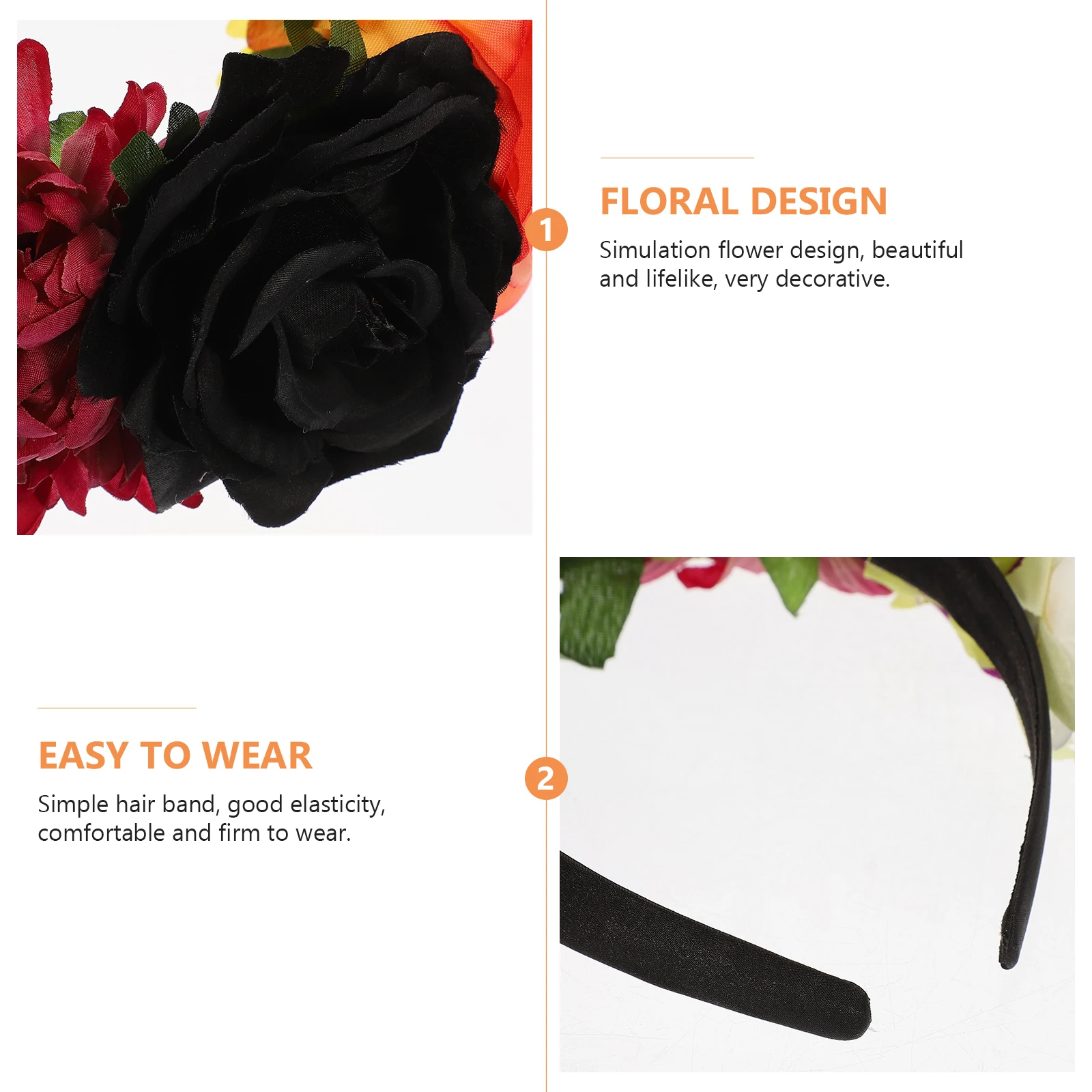 

Rose Headband Hair Accessories Elegant Halloween Party Flower Crown Womens Dead Prom Masquerade Stylish Gift Hair