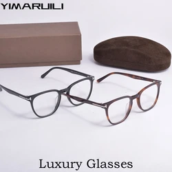 YIMARUILI Fashion Luxury TOM Eyewear Round Retro Acetate Optical Prescription Eyeglasses Frames For Men and Women TF5506