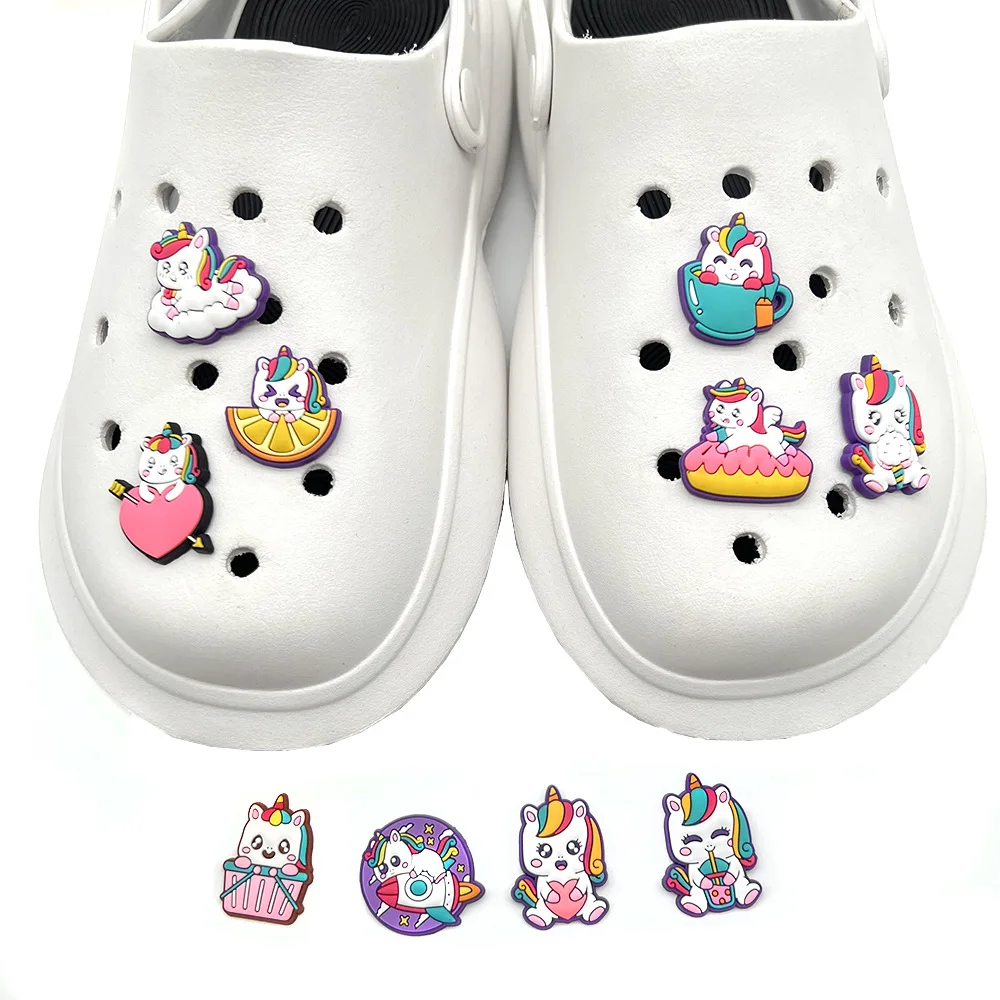 

MINISO 10Pcs Cute Unicorn Shoe Charms PVC Accessories DIY Shoe Decoration Kids Party Friends Gifts