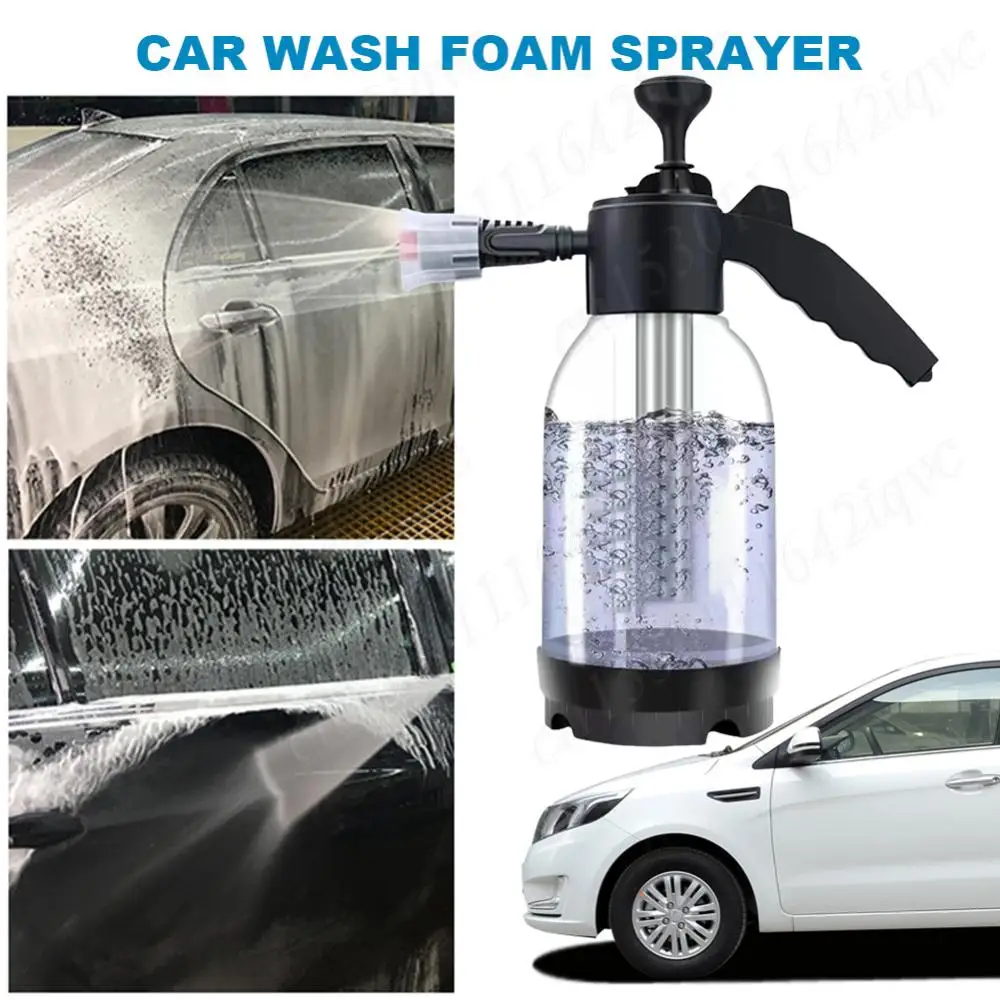 2L Hand Pump Foam Sprayer with 2 Types of Nozzle Hand Pneumatic Foam Cannon Snow Foam Car Wash Spray Bottle Car Window Cleaning