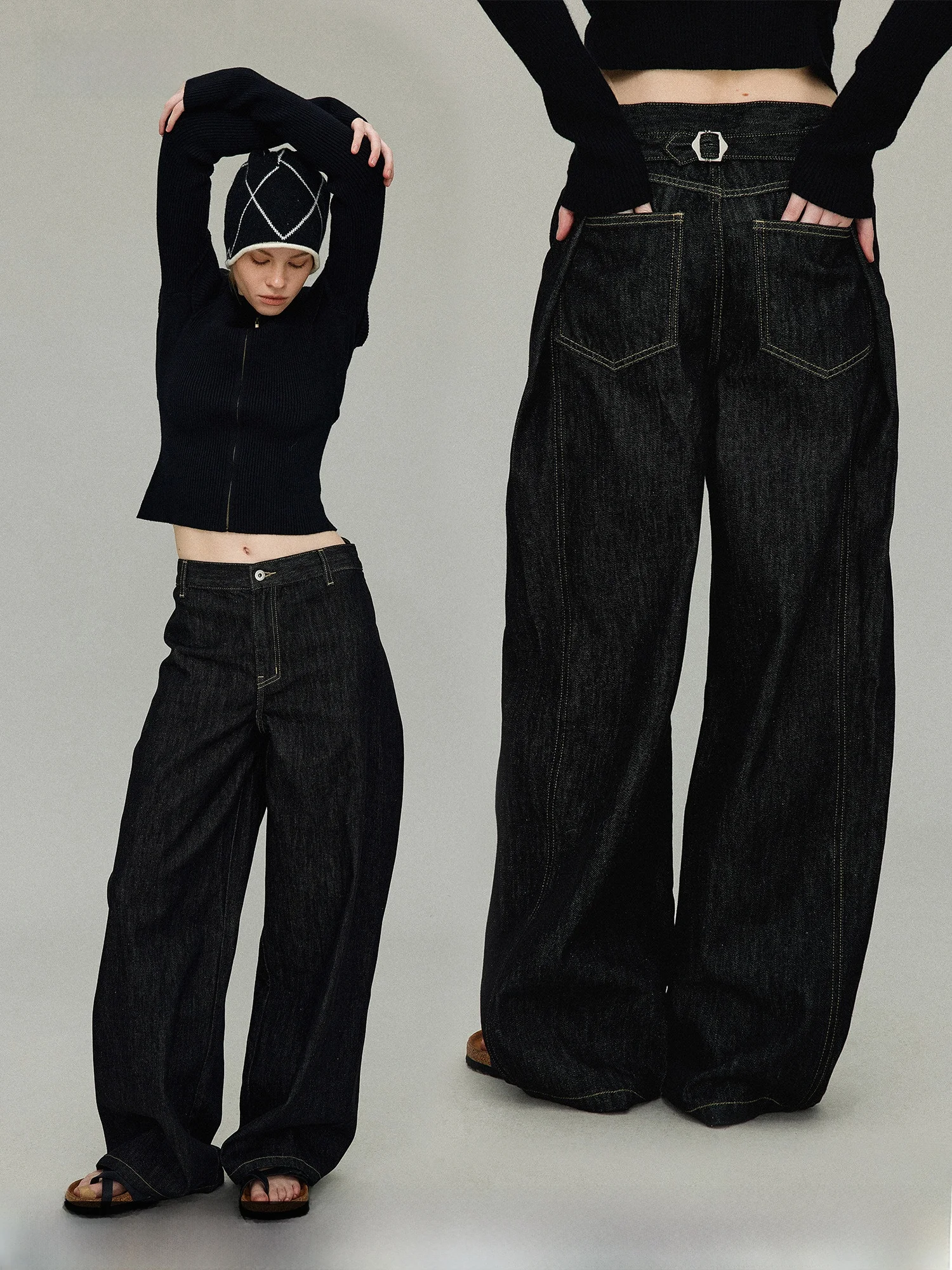 

PRRP винтажные оригинальные цветные широкие джинсы с регулируемой талией, женские джинсовые брюки премиум-класса, зима 2024, коллекция