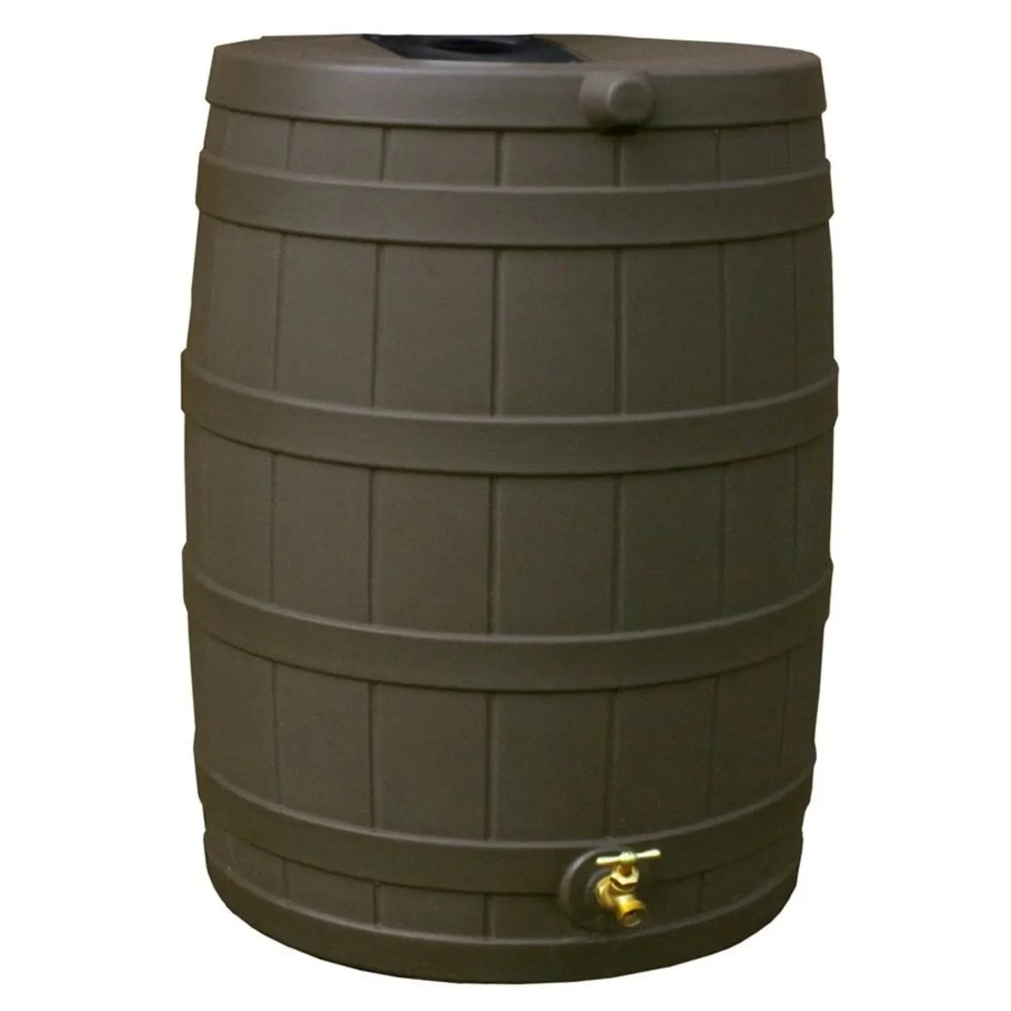 

40 Gallon Plastic Rainwater Collection Barrel Drum,Convenient Design, Oak
