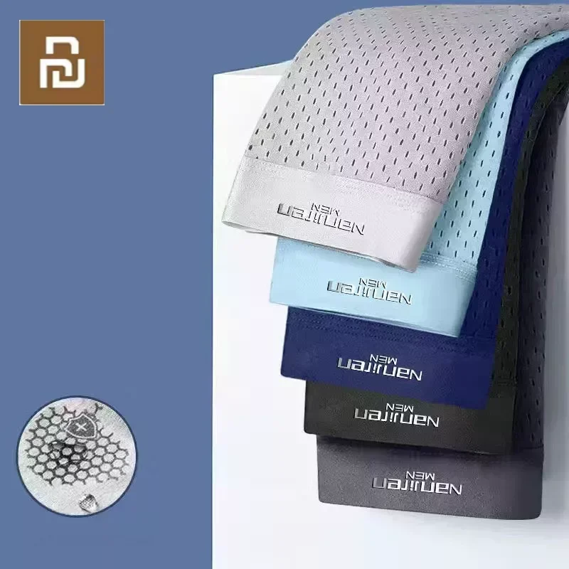 شورت بوكسر Nanjiren من Youpin للرجال ، ملابس داخلية للرجال ، بوكسر ، حرير ثلجي ، شبكة ، سراويل داخلية للذكور ، سروال داخلي مقاس كبير