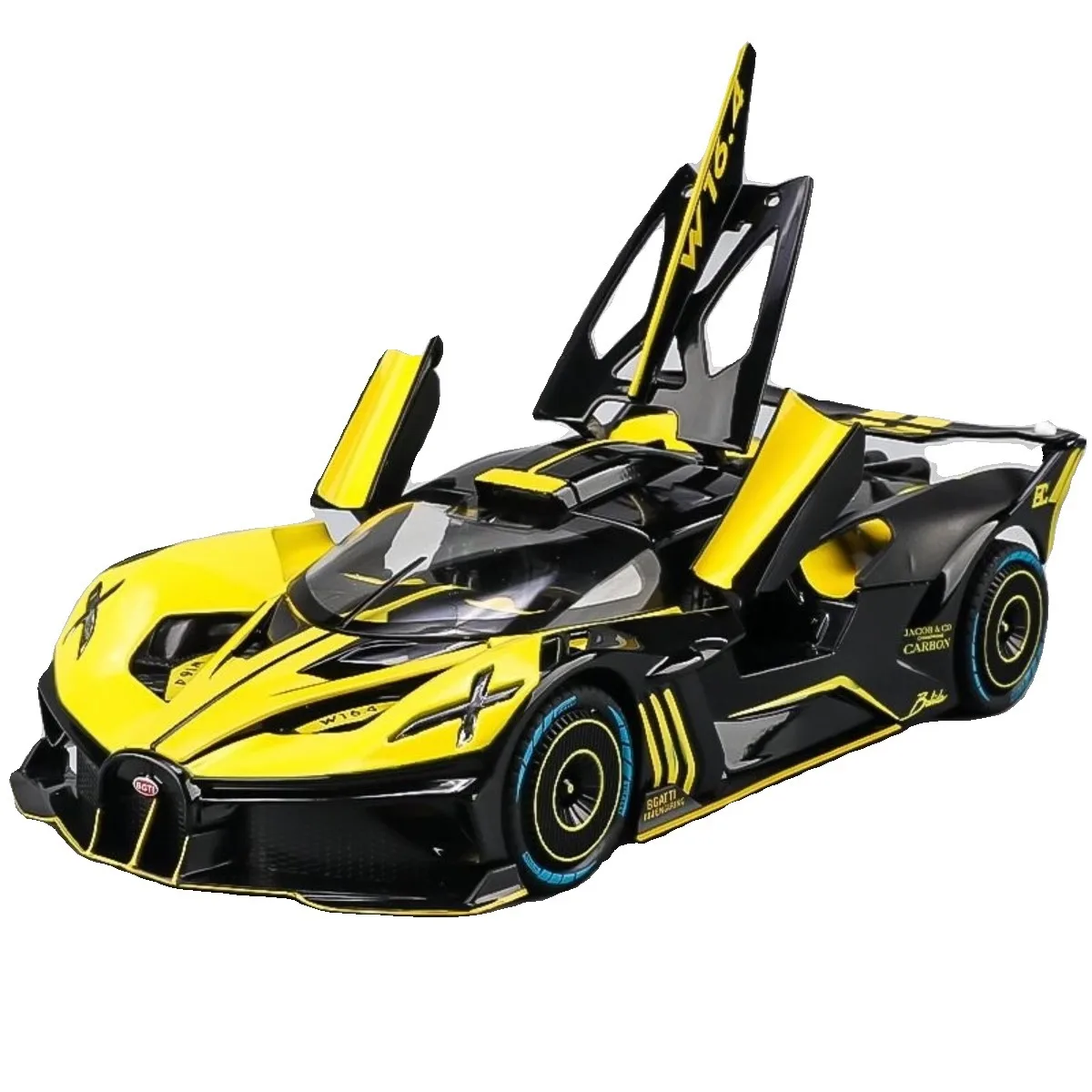 Modelo de coche deportivo de aleación Bugatti Bolide, juguete de Metal fundido a presión, vehículos de carreras, simulación de sonido y luz, colección de regalos para niños, 1/24