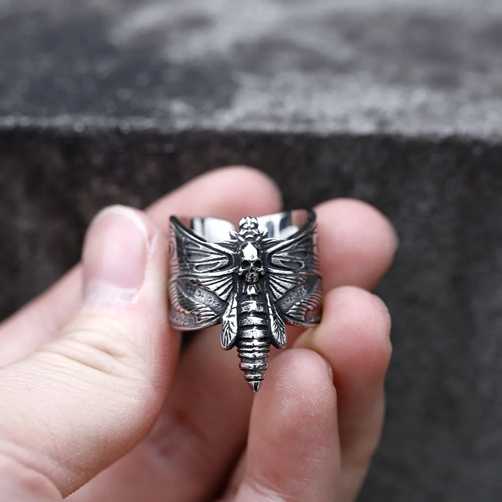 2022 NEW Men\'s 316L stainless-steel rings Dropshipping Butterfly Skull Pattern gothic punk Motorcycl Jewelry Gifts free shipping