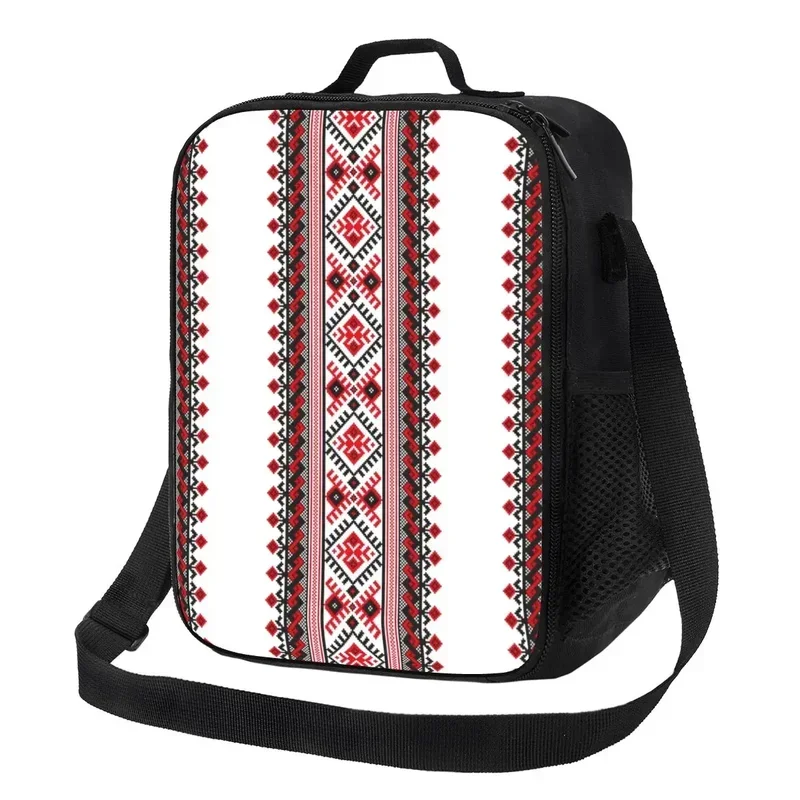 

Vyshyvanka Embroidery Portable Lunch Boxes Bohemian Geometric Cooler Thermal Food Insulated Lunch Bag School Student