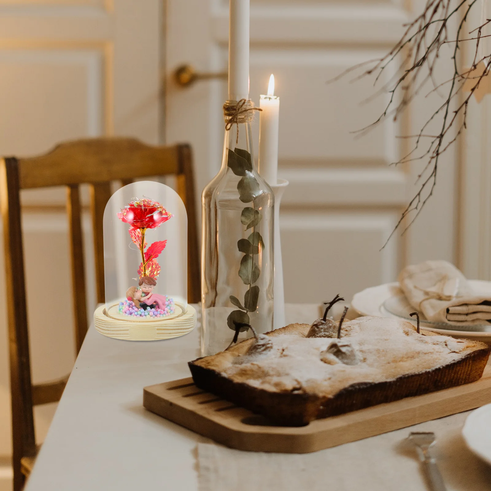 

Decorations Glass Cover Base Display Cabinet Dried Flower Holder Case