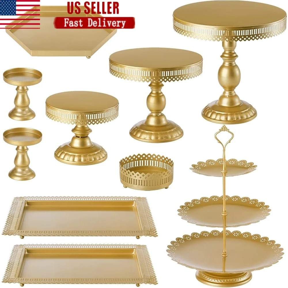 

Set of 10 Metal Cake Stands Cupcake Display Tray Dessert Serving Plates Multi Style Wedding Birthday Party Decorations