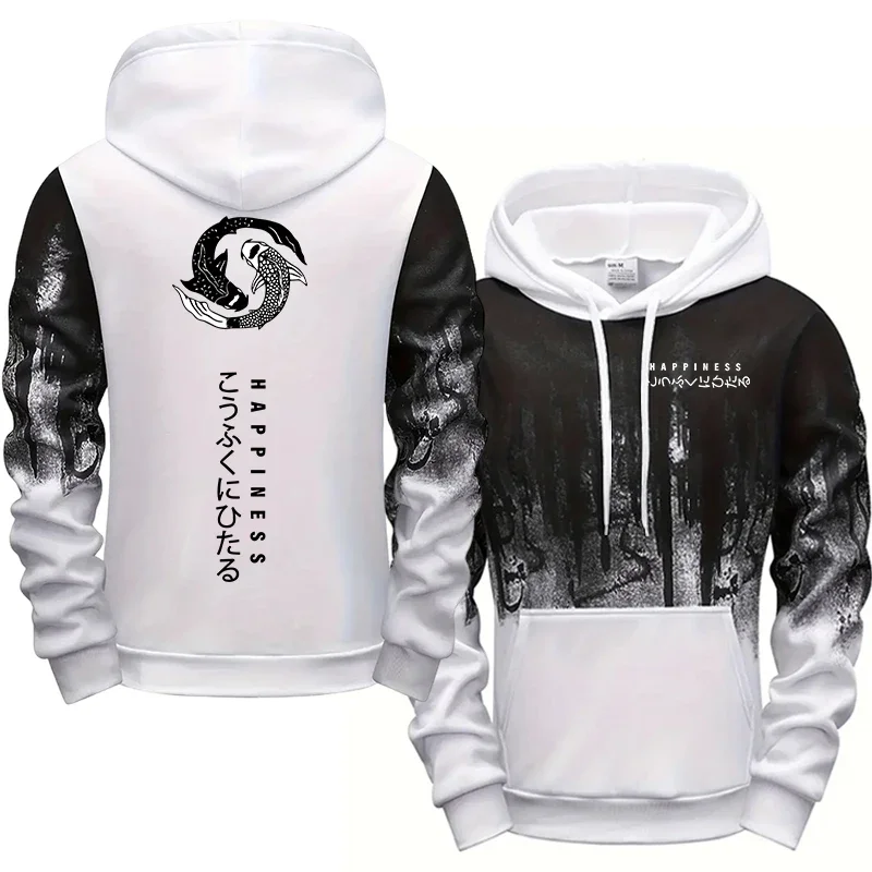 اليابانية موضة الرجال رياضية هوديس Sweatpants 2 قطعة مجموعة الخريف والشتاء اليومية عادية رياضي بدلة عدو الاتجاه الحضري وتتسابق