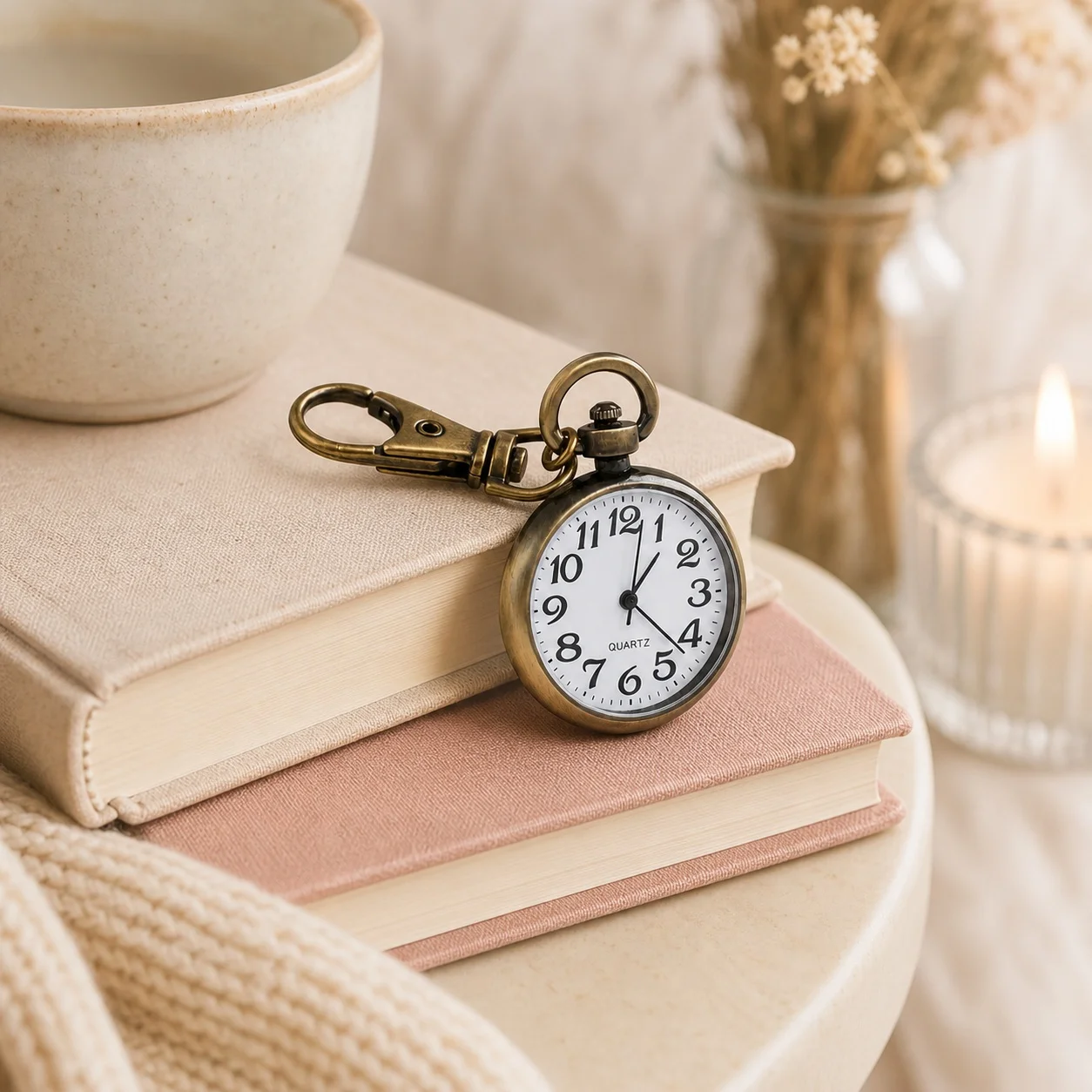 New Tiny Cute Quartz Pocket Watch with Keyring Minimalist Quartz Nurse Watch for Women Men Doctor Student Vintage Pendant Watch