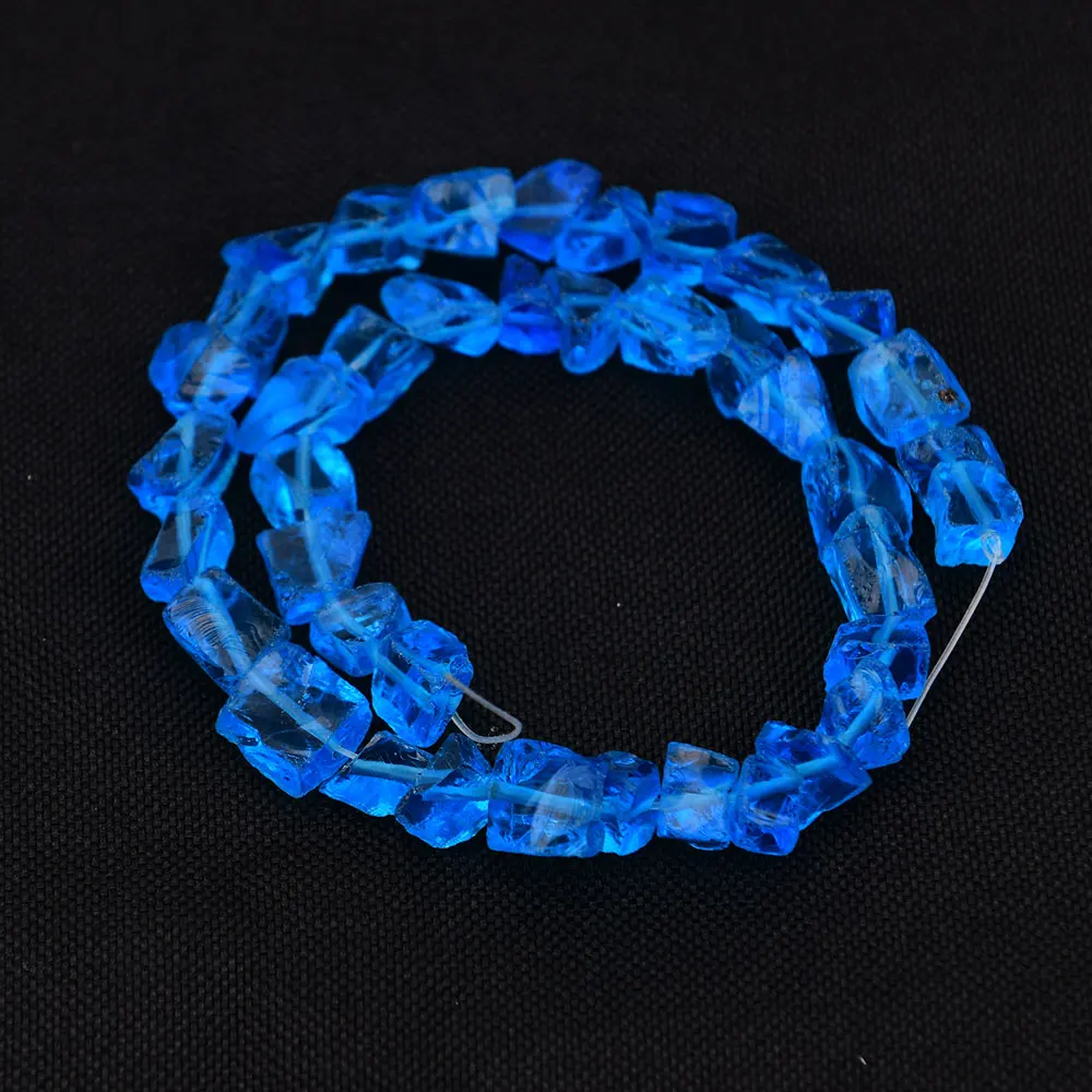APDGG Natural Blue Glass Quartz Rough Nugget Loose Beads 15