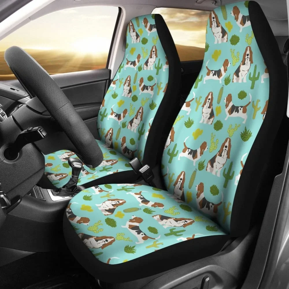 Cute Basset Hound Dog Car Seat Covers Amazing Gift Ideas 210402,Pack of 2 Universal Front Seat Protective Cover