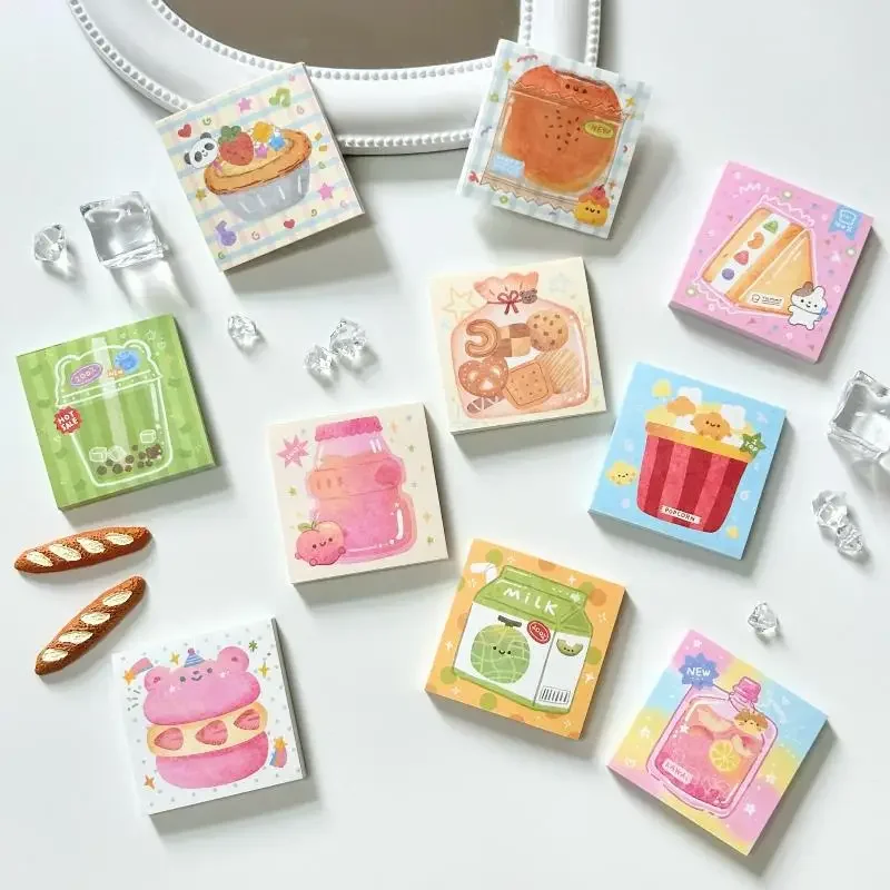 3 pezzi simpatico cartone animato serie alimentare adesivo memo carta messaggio fai da te non appiccicoso messaggio note materiali fatti a mano decorazione album