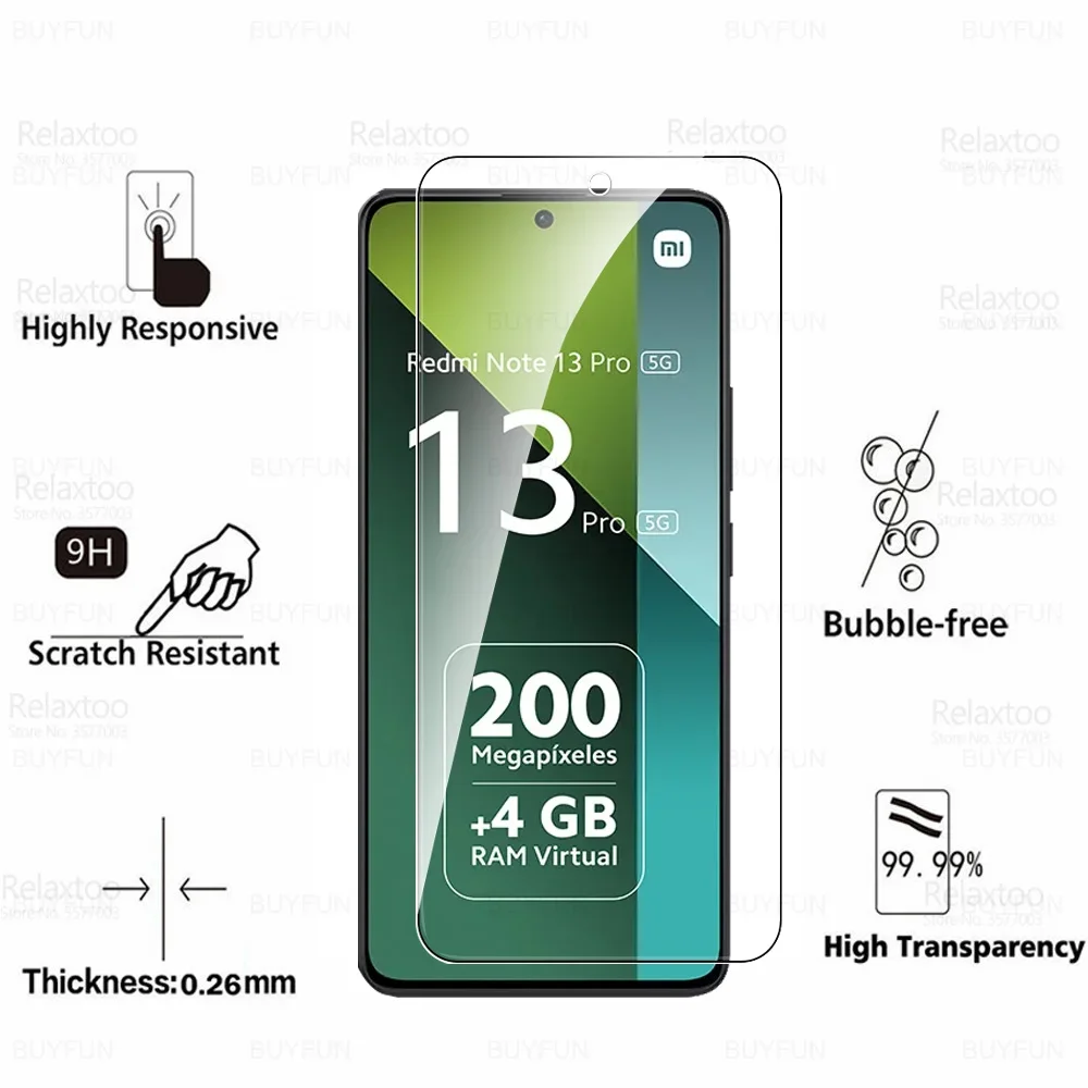8 in 1 Tempered Glass For Redmi Note 13 Pro 5G Camera Glass Xiaomi Note13 14 Note14 13Pro Note13Pro 4G HD Lens Screen Protector