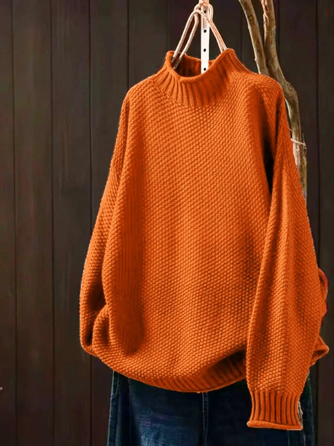 Damen-Pullover mit halbem Rollkragen und langen Ärmeln in Übergröße (Freizeitkleidung) ​ – Detail 8