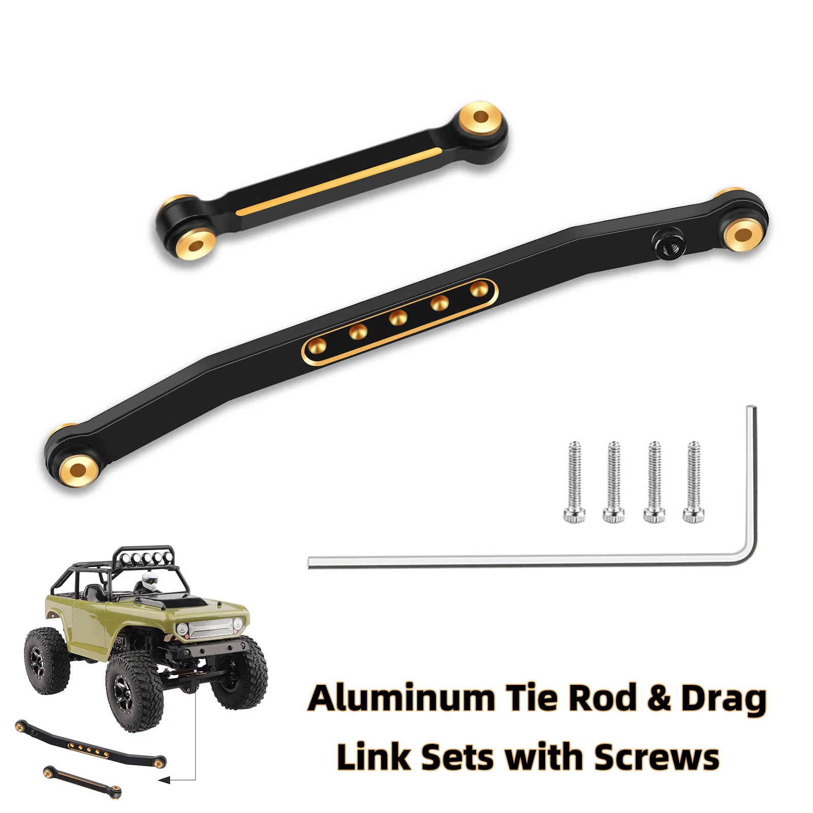 Acekeeps Steering Links for Axial SCX24 90081 1/24 RC Crawler Aluminum Tie Rod & Drag Link Sets for C10 Deadbolt Bronco JLU