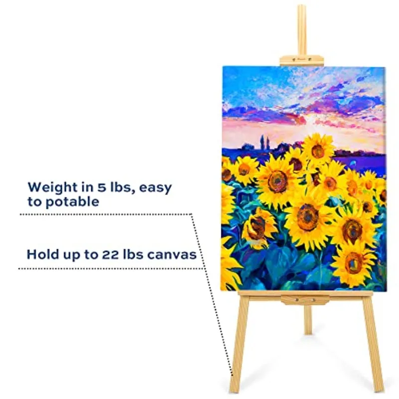2 PCS Wooden Easel, Adjustable Easel, Ideal for Canvas Wedding Signs, Supports Up To 48 Inches, Suitable for Adult Artists, view 3