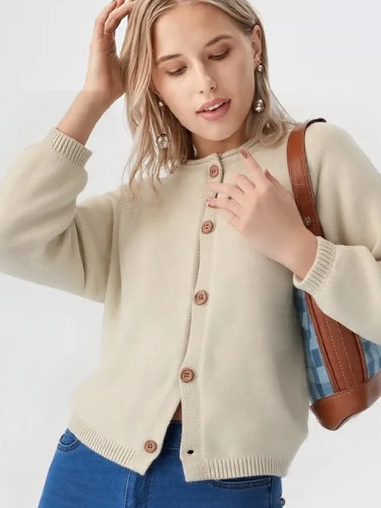 New Fashion Long Sleeve Women Sweater Coat Autumn Winter Single Breasted Knitted Cardigan Sweaters Office Lady Winter Clothes