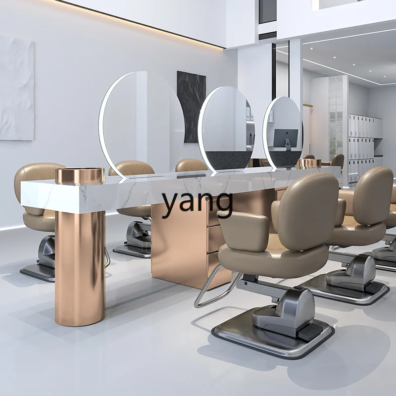 

YJQ barber shop mirror table Stainless steel perm and dyeing mirror hairdressing shop hair cutting mirror table