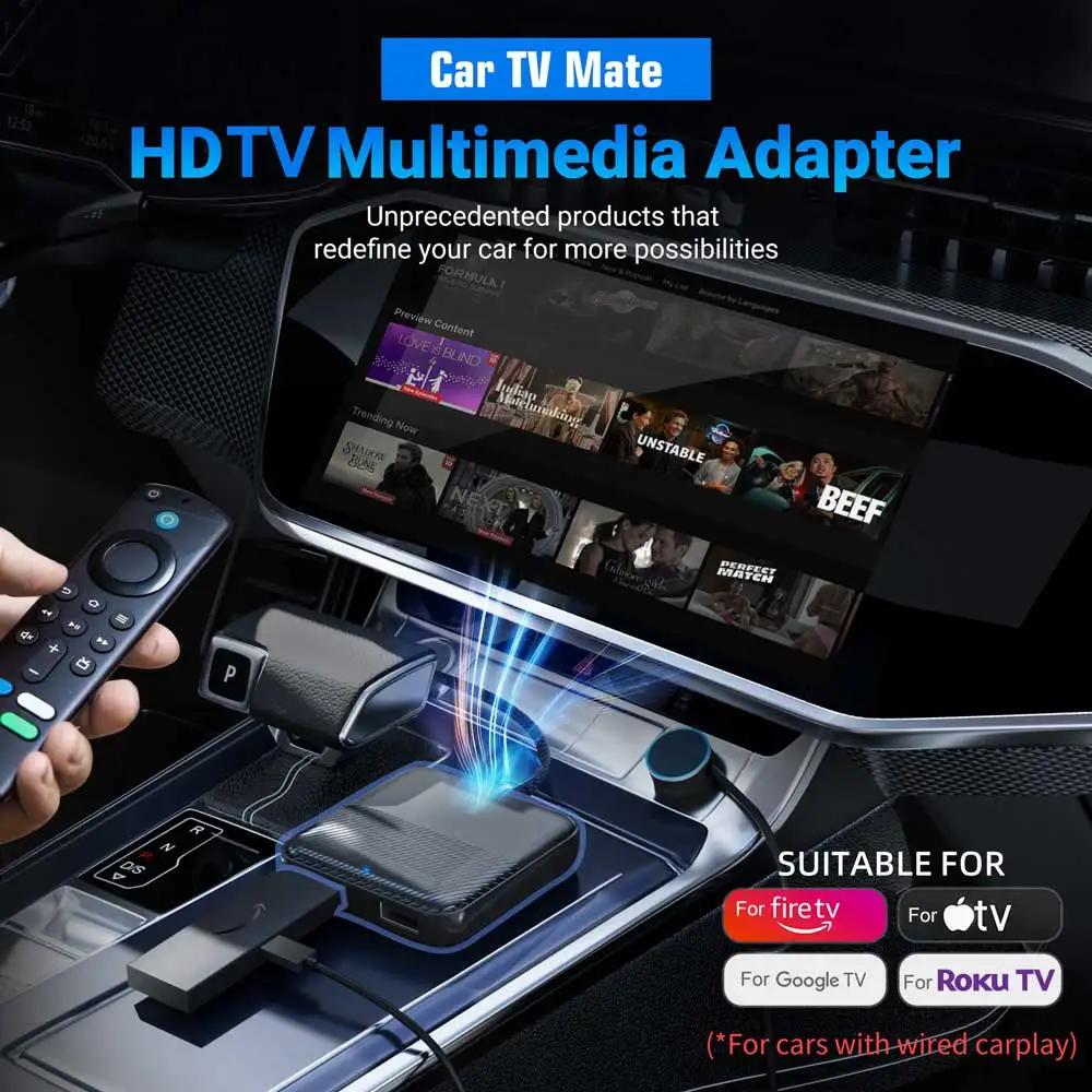 New Car TV Mate Converter for Fire Google TV Stick Wired Screen Mirroring for OEM Wired CarPlay Car Watch TV Video Accessories