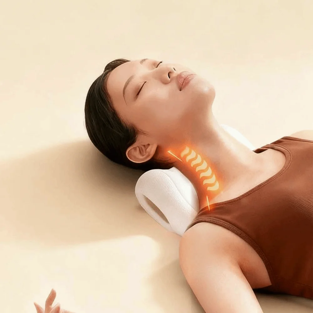 Ergonomic C-Curve Chiropractic Pillow Acupressure Massage Nodes High-Density Self-Skinning Foam Neck and Shoulder Relaxer
