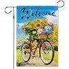 Welcome Summer Bicycle Garden Flag, Sunflower and Hydrangea Floral Design, Outdoor Yard Decoration (Bicycle, 18