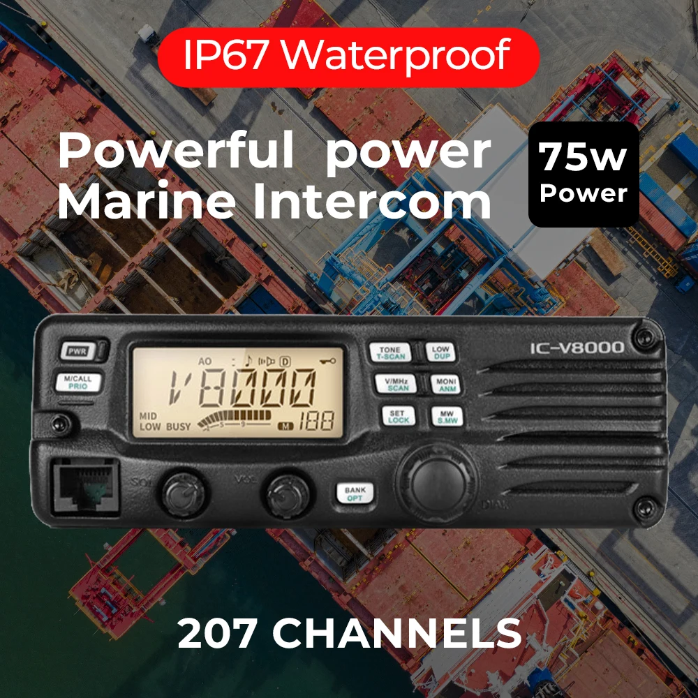 วิทยุสื่อสารระยะไกล 5000 กม. คู่ รับ-ส่งวิทยุ 10 กม. 207 ช่องสัญญาณ วิทยุเคลื่อนที่ สำหรับการสื่อสารทางทะเล รุ่น IC V8000