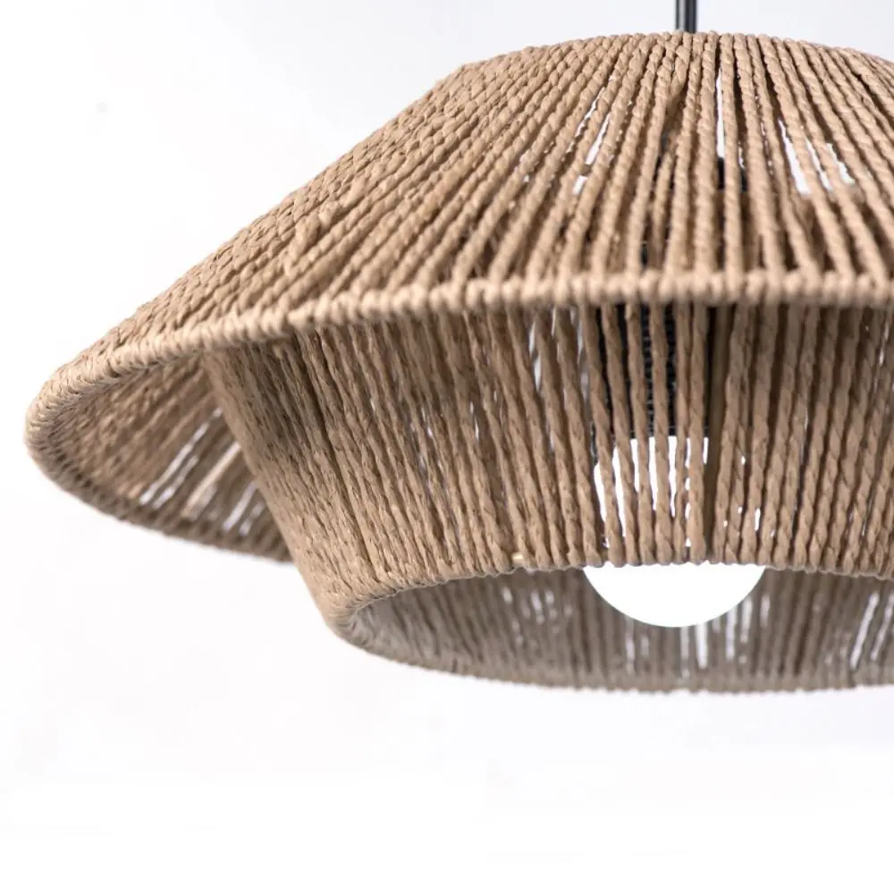 Paper Weaving Ceiling Light Shade E27 Socket Hand-woven Vintage Lampshade Hollow Simplicity Simulated Rattan Lamp Shade Indoor