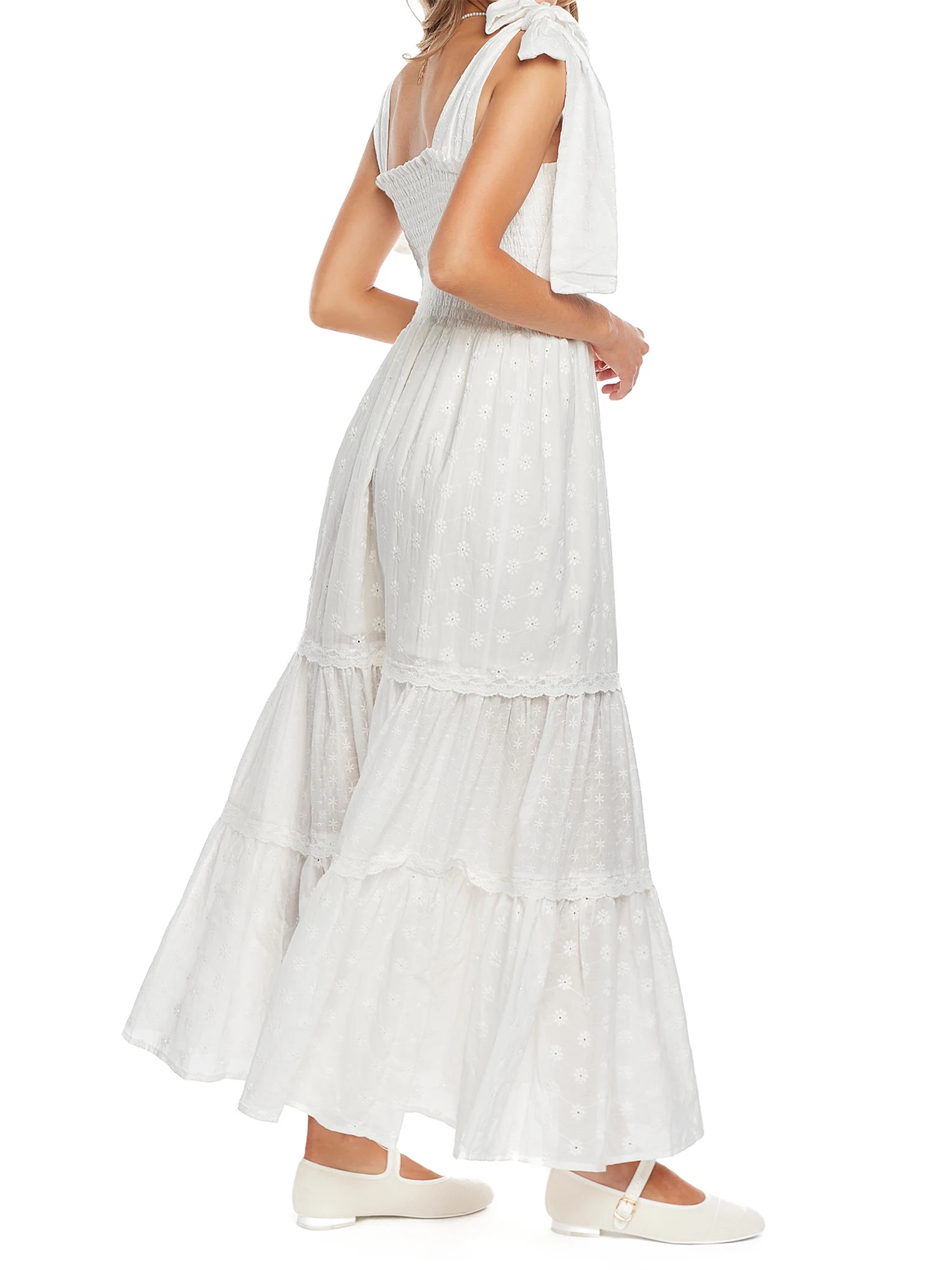 Women s Ruffle Sleeve Maxi Dress with V-Neckline and Floral Print Summer Boho Long Dress Beach Vacation Dress