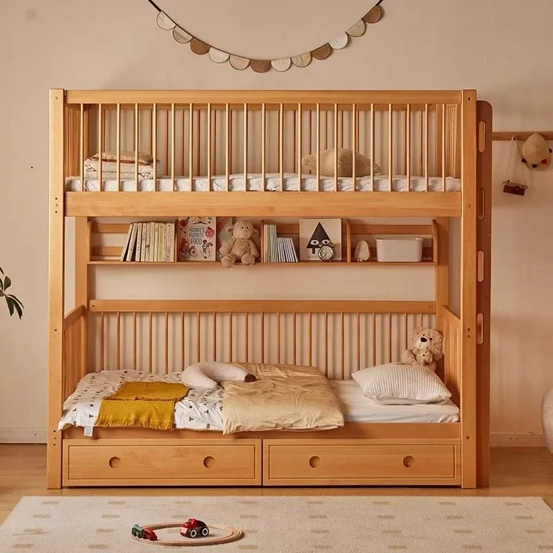 Solid Wood Bunk Beds Beech Childrens Upper and Lower Bed Mother and Child Two Layer High Low Wooden Beds Thickened Frame