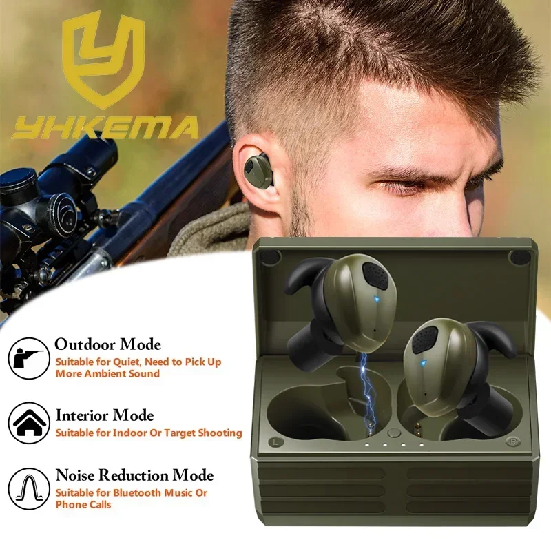 

YHKEMA EB10 Новая электронная защита ушей для стрельбы Bluetooth5.3, 4X усиление звука для дальнего оружия, охоты