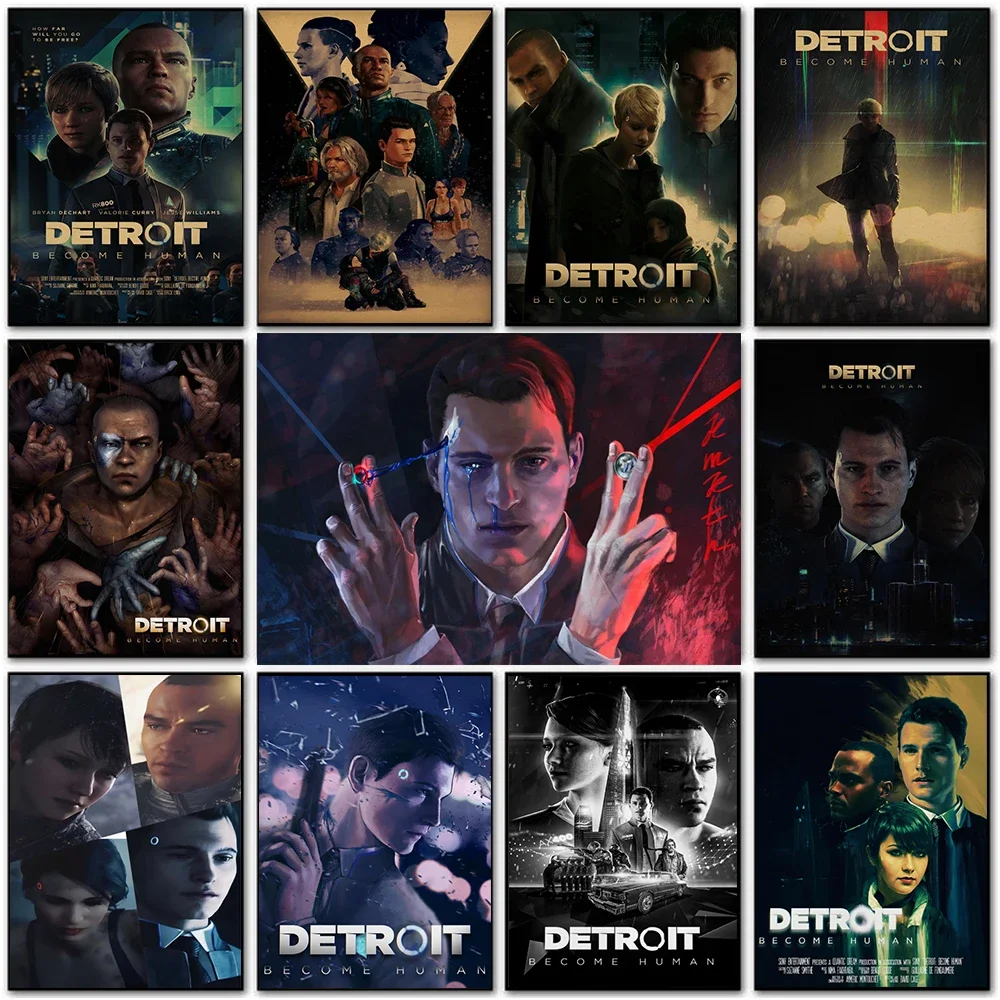 Detroit Become Human Game Retro Posters Classic Movie Prints HD Canvas Wall Art for Bedroom Home Decor
