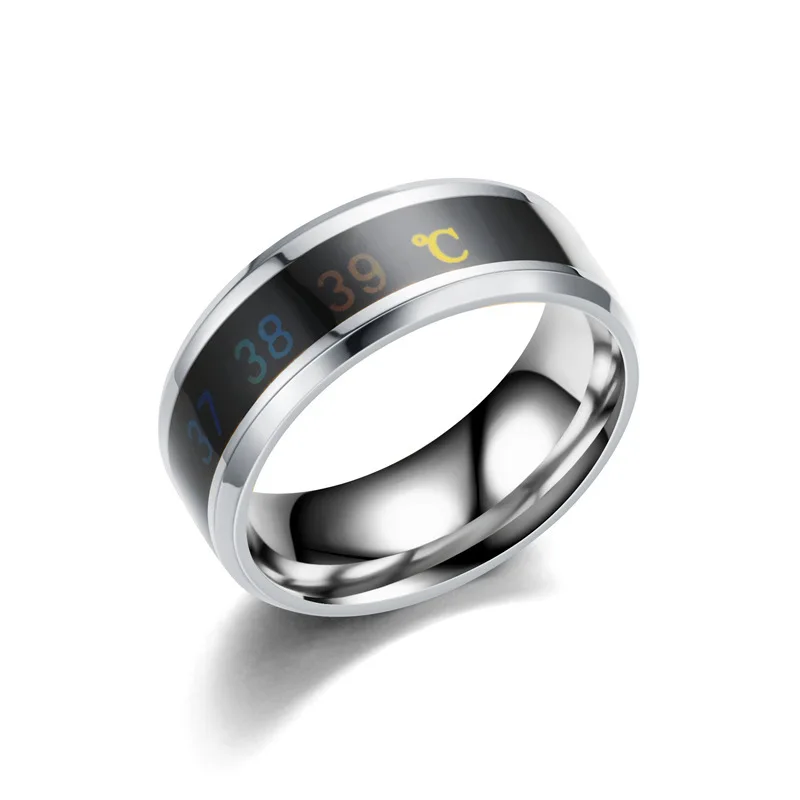 HOYON-anillo inteligente de acero inoxidable para hombre, sortija con sensor de temperatura inteligente, cambia de Color, joyería de fiesta para pareja
