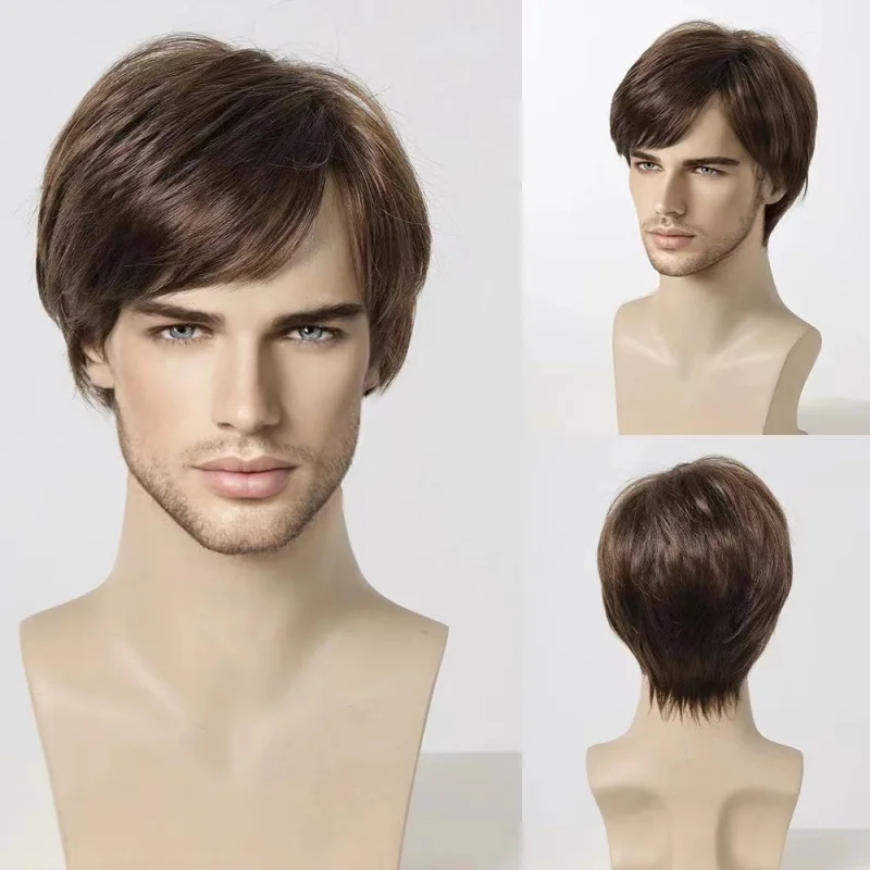

New European and American style men's fashionable short hair wig made of high-temperature synthetic fiber