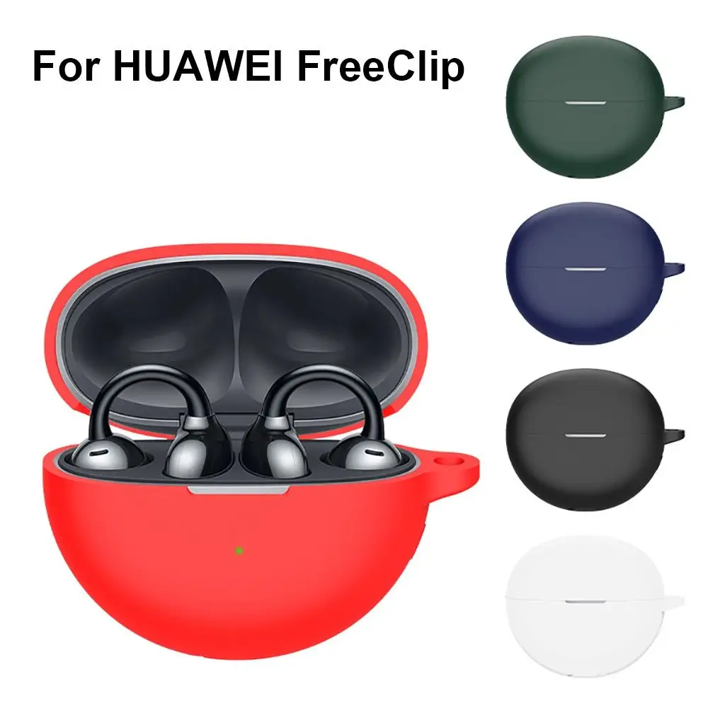 Silicone Earbuds Protective Case Anti-drop Washable Wireless Earphone Shell Soild Color Dustproof for Huawei FreeClip