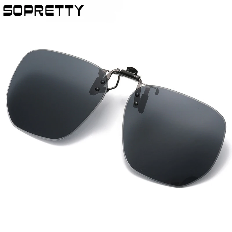 

New Arrival Polarized Flip-up Sunglasses Clips for Myopia glasses, Retro Square Photochromic Glass Clip-on Sunglass Clip C8322