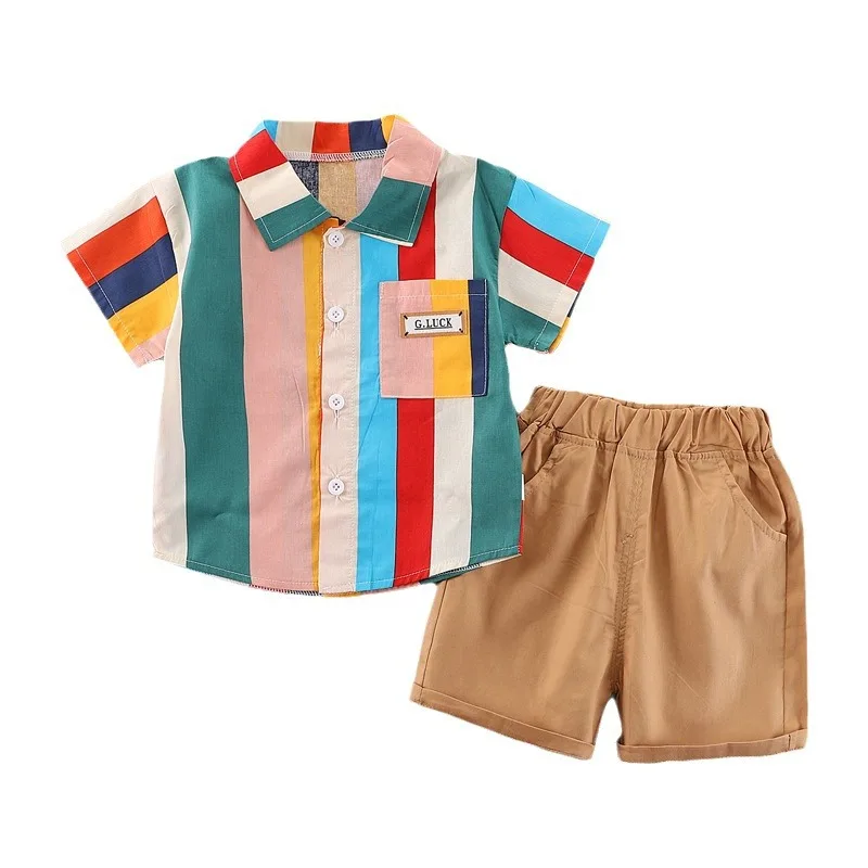 New Summer Baby Boys Clothes Children Striped Shirt Pants 2Pcs/Sets Toddler Casual Costume Kids Tracksuits Infant Outfits