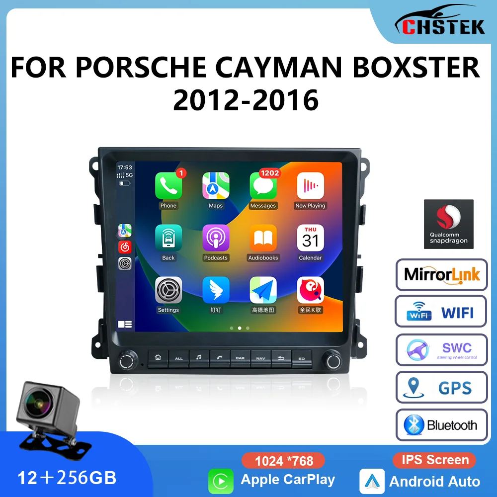

CHSTEK Wireless CarPlay For Porsche 718 911 981 997 Cayman Boxster Bluetooth GPS WiFi Navigation Stereo Touchscreen Multimedia