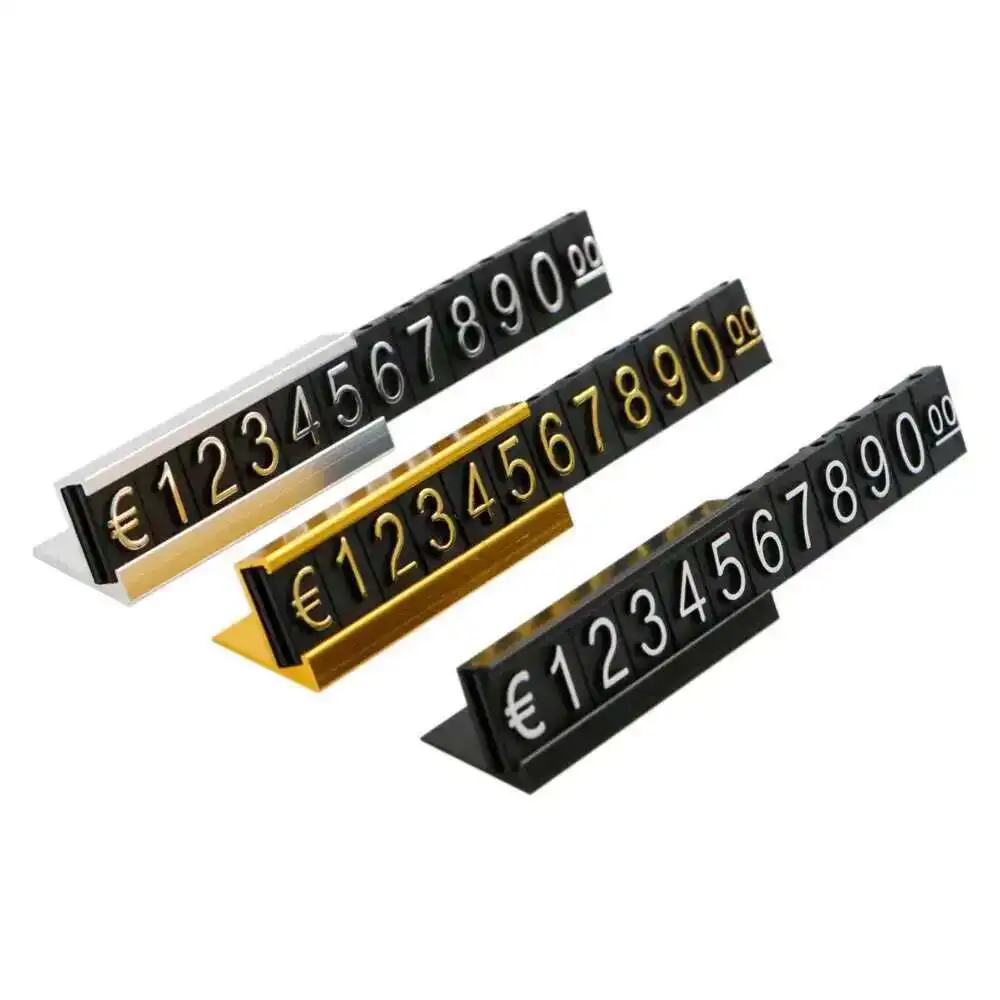 16 Pcs Golden Letter With Base Adjustable Price Display Stand Tag Sets Of Number Labels Jewelry Dollar Price Display Cube