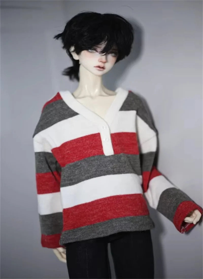 BJD doll doll is suitable for 1/3man woman POPO68 Uncle size fashion new loose v-neck sweater T shirt 4 colors for men and women - Image 2