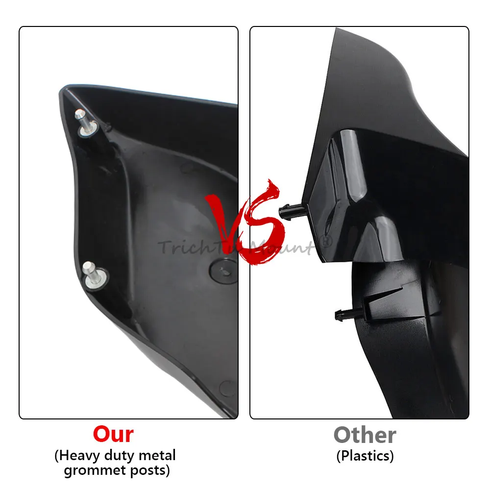 ملحقات الدراجة النارية مجموعة واحدة من أغطية جانبية ممتدة ممتدة من بلاستيك ABS أسود حي مناسب لدراجة Harley Touring Road Glide 2009-2013