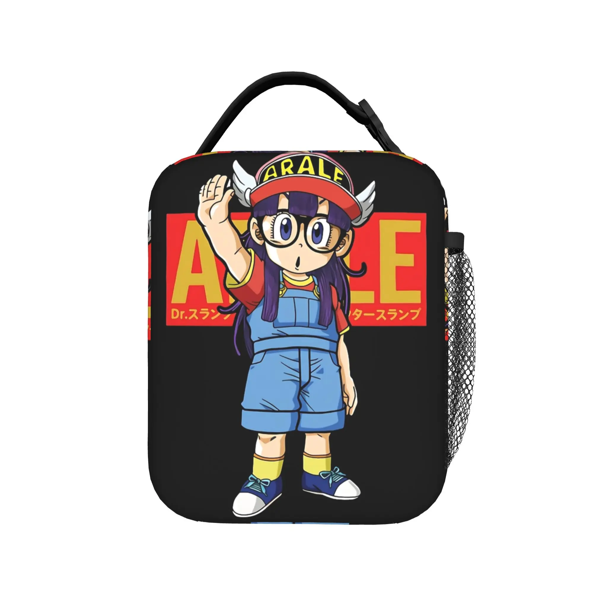 Arale Norimaki  Dr. Slump Lunch Bag For Men  Print Lunch Box Cute Travel Cooler Bag Portable Zipper Oxford Thermal Tote Handbags