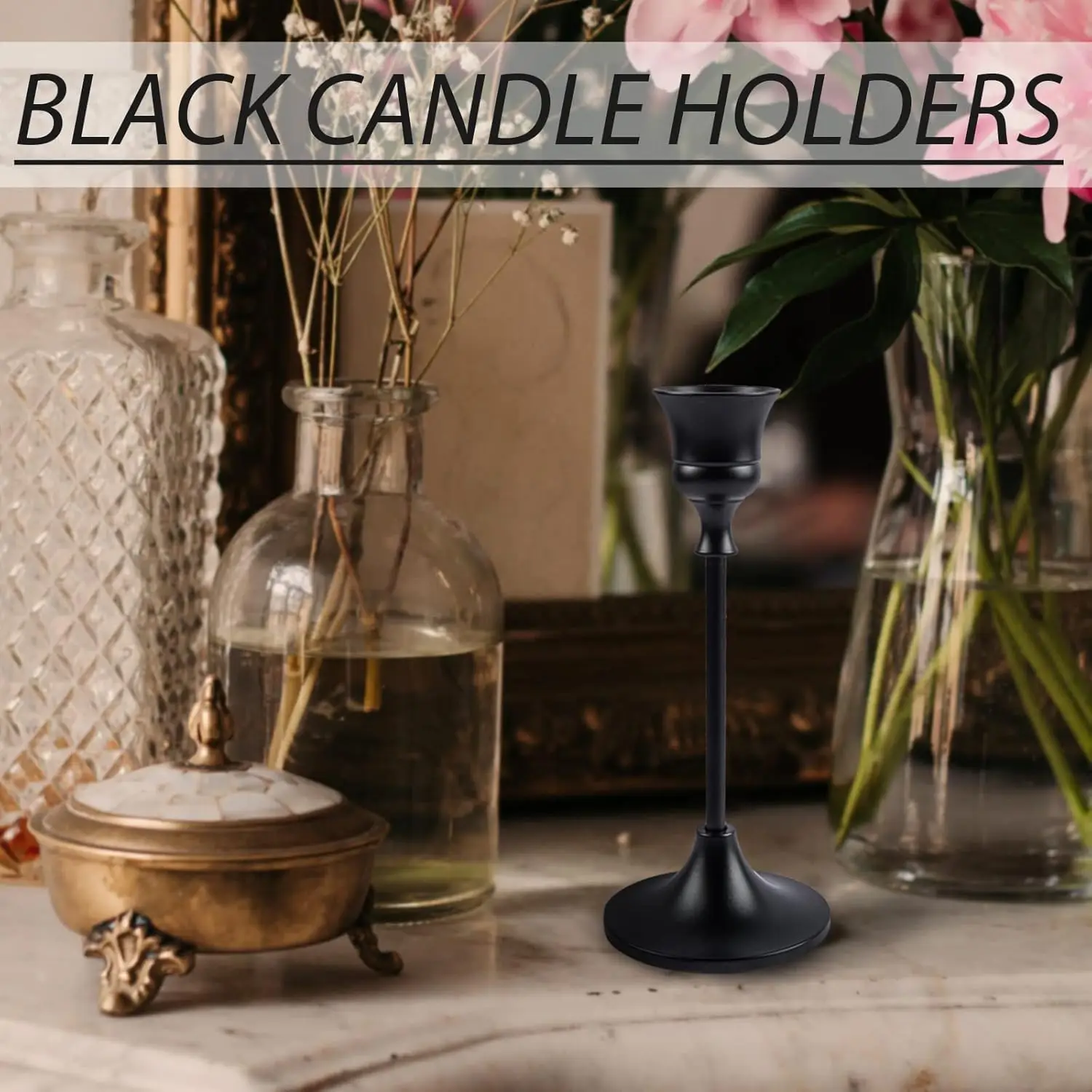 Candlestick Holders,Taper Metal Candle Holder for Candlesticks Black Candelabra Candle Holder Easter Vintage Candle Stick