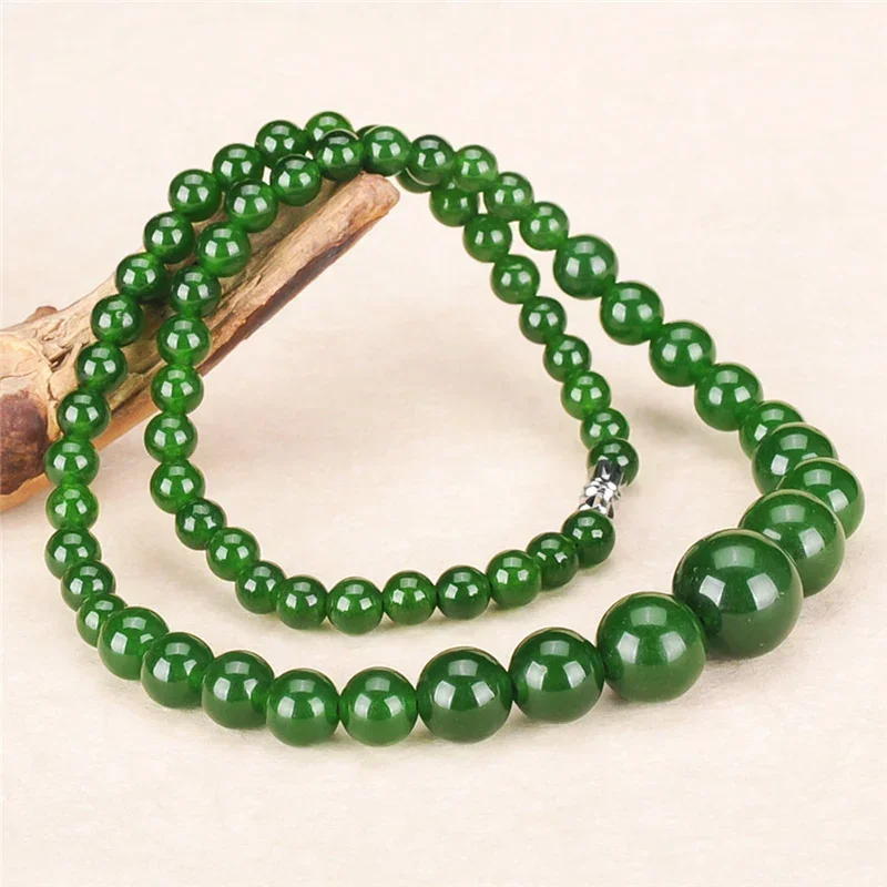 

Genuine Natural Green 6-14mm Beads Necklace Jadeite Jewelry Fashion Charm Accessories Lucky Amulet Gifts for Women Her Men