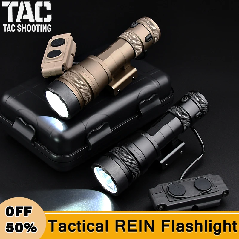 

WADSN Metal REIN Tactical Flashlight Accessory LED 1000 Hight Lumen Hunting Weapon Airsoft Scout Light Dual Switch Fit 20mm Rail