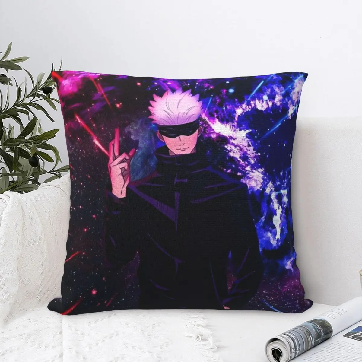 Satoru Gojo Square Pillow Case Cushions for Sofa Jujutsu Kaisen Anime Creative Pillowcase