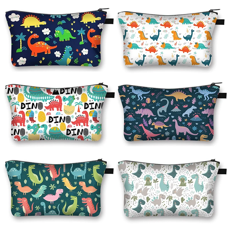 Cute Animal Dinosaur Print Cosmetic Case Women Makeup Pouch Lipstick Storage Toiletry Bags Ladies Cosmetic Washing Bag Gift