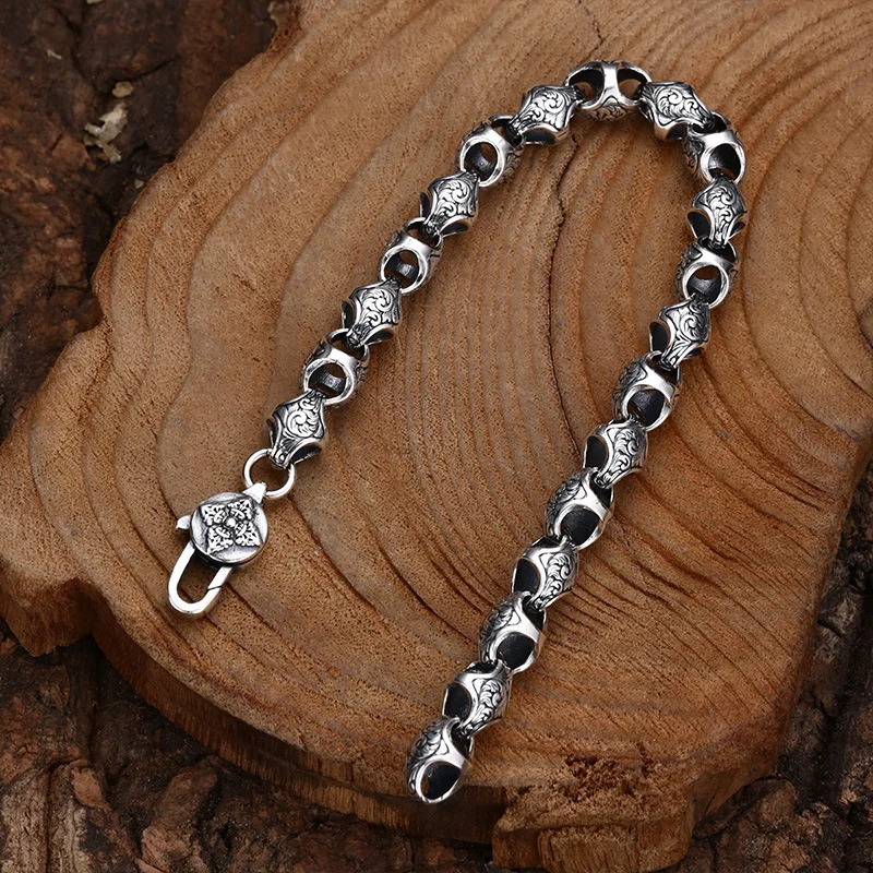 925 sterling silver bracelet tangcao Vajra bracelet splendid trendy Thai silver retro personality distressed ornament 3