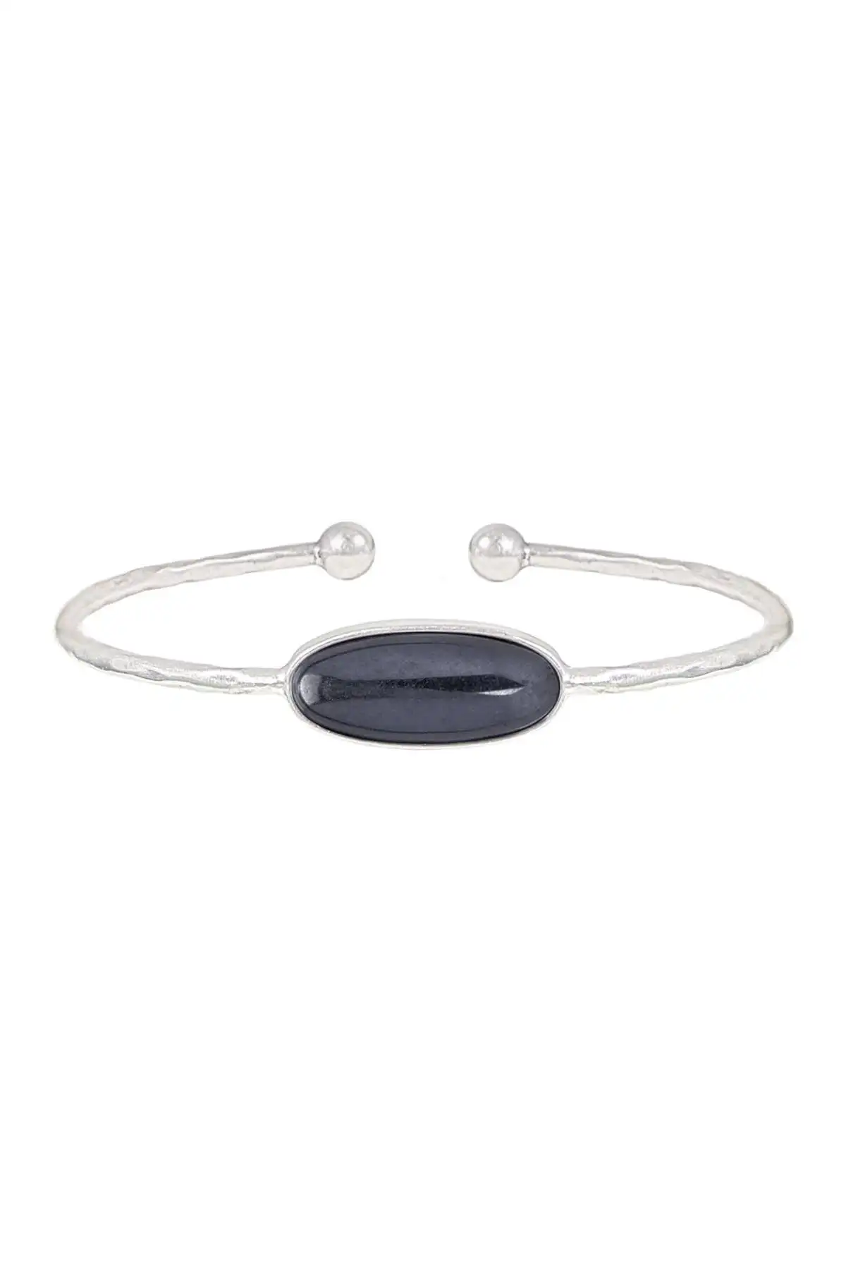 Fashion Healing Oval Gemstone Hematite Cuff Bangle for Women