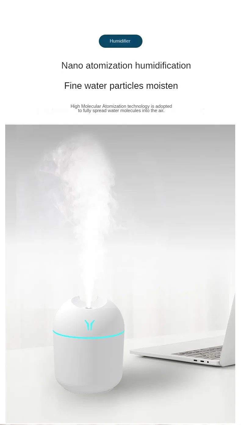 250ml Mini Ultrasonic Air Humidifier Romantic Light Usb Diffuser Car Purifier Aroma Anion Mist Maker With Led Lamp